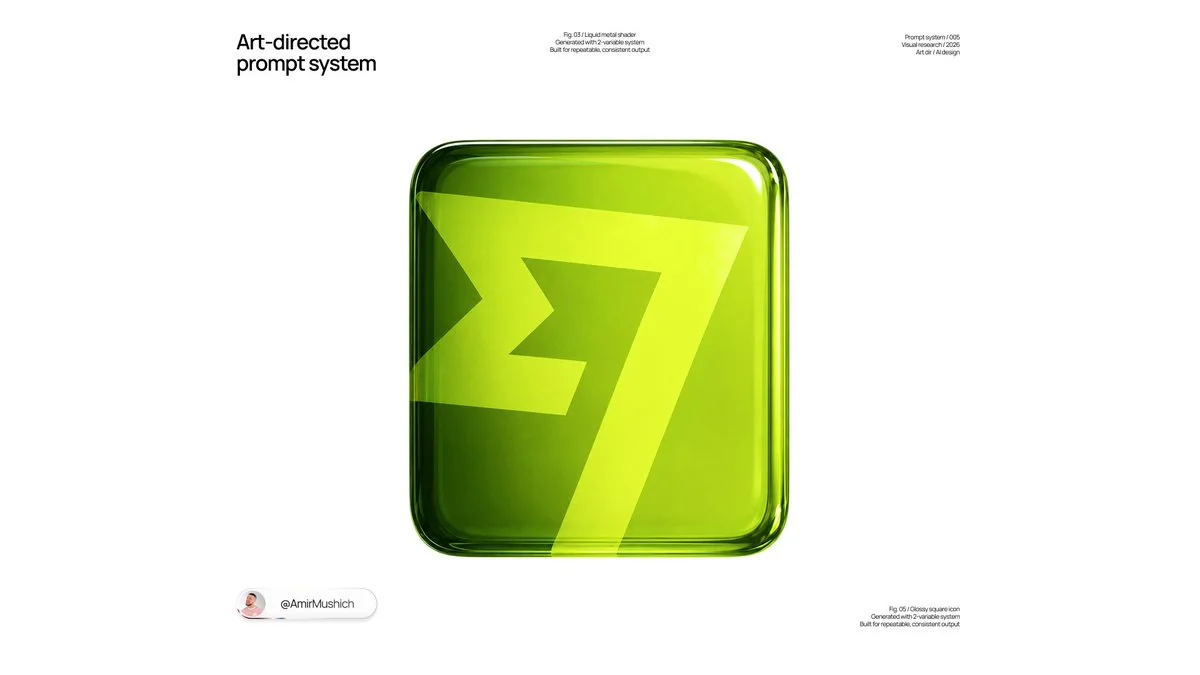 A 3D glass brand icon variation with a solid-glass rounded-square body, color absorption, and authentic standalone logo geometry.
